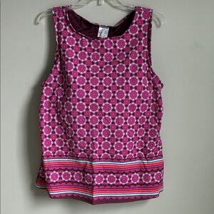 Lands' End Pink Floral-Geometric Swim Top